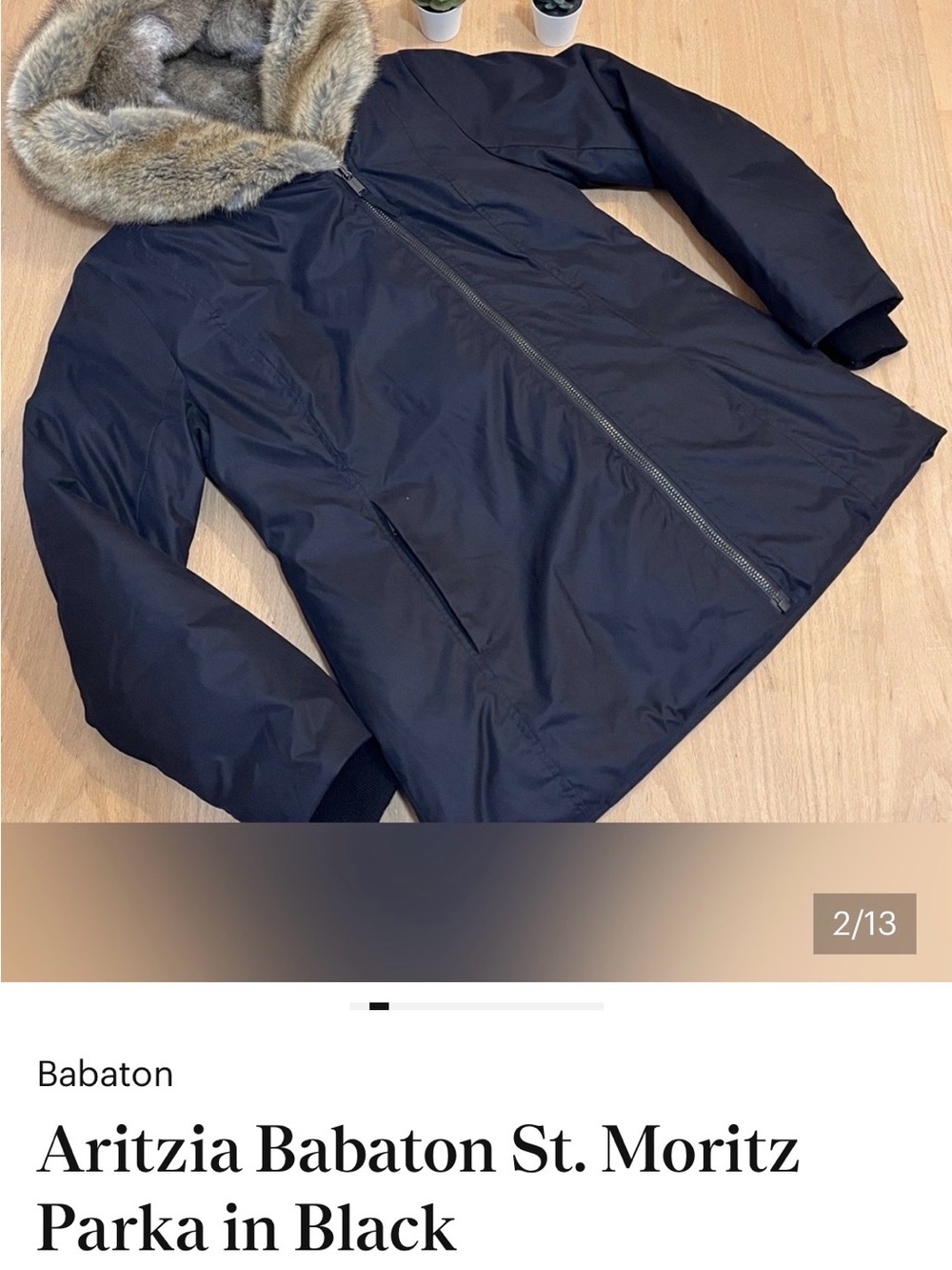 Babaton Chamonix Parka Black & Brown Down Parka Size XL